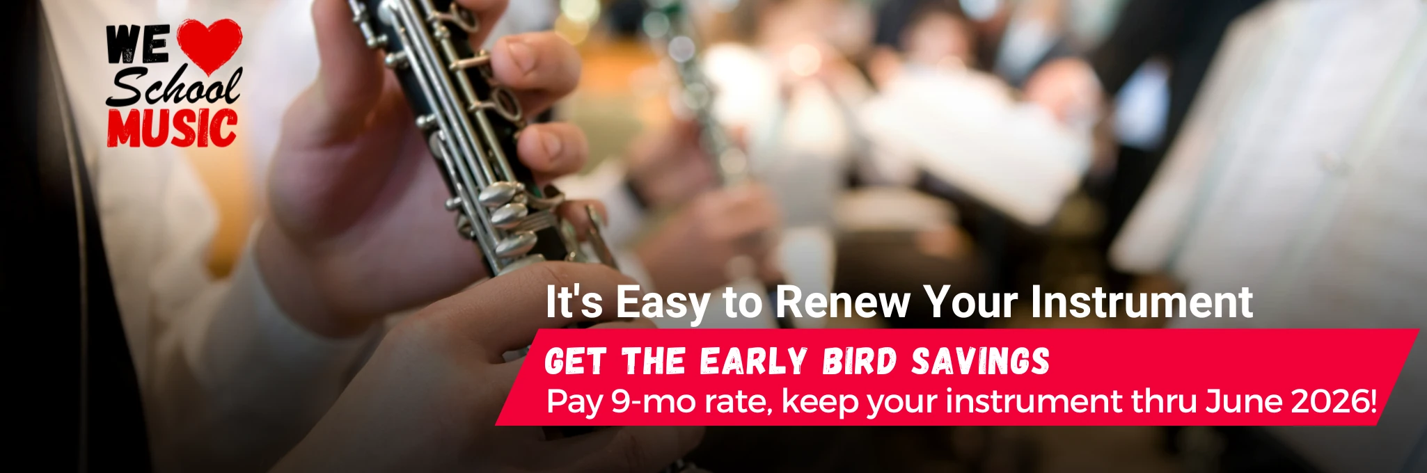 It’s easy to renew your school music band or orchestra instrument rental at The Magic Flute.