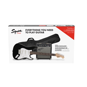 Squier Stratocaster Pack Laurel Fingerboard Black Gig Bag Frontman 10G