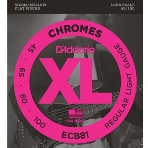 D'addario XL Chromes Flat Wound Regular Bass Strings Light Gauge (.45-.100)