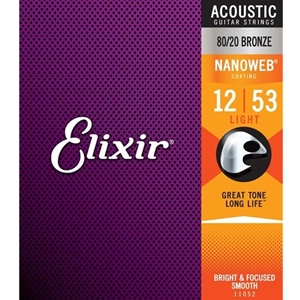 Elixir Nanoweb 80/20 Bronze Nanoweb Acoustic Guitar Light Strings (.012-.053)