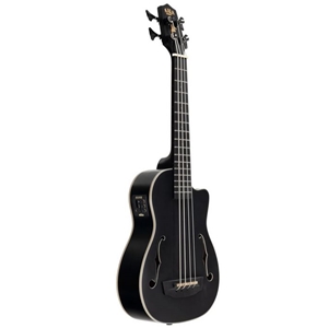 Kala Matte Black Mahogany Journeyman Acoustic-Electric U-Bass Ukulele with Padded Gig Bag