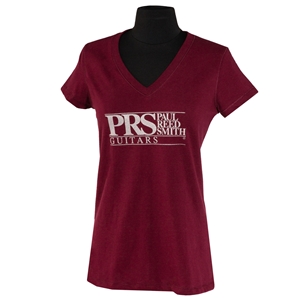 PRS Women's Tee, Short-Slv, PRS Block Logo, Oxblood Red, Large