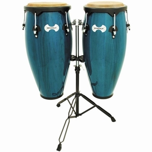 Toca Synergy Wood Conga Set w/ Stand, Bahama Blue