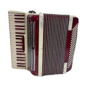 Ancona 120 Bass Red & White,17 " Keyboard, 2/4 Reeds Accordion (Broken Db7 Chord Button)