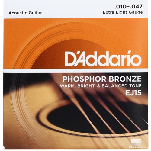 D'addario Phosphor Bronze Extra Light (.010-.047) Acoustic Guitar Strings