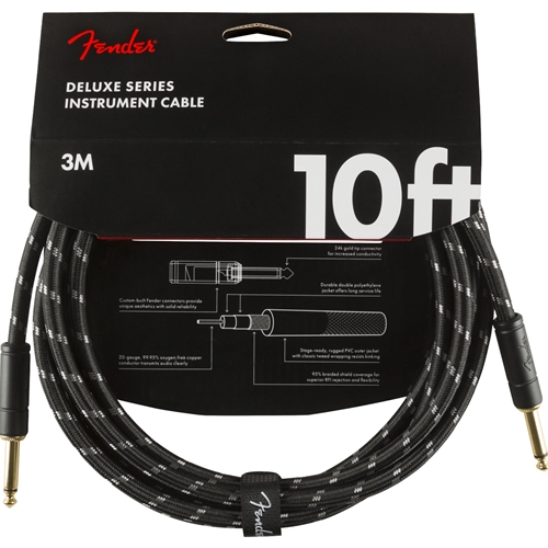 Fender Deluxe Series Instrument Cable, Straight/Straight, 10', Black