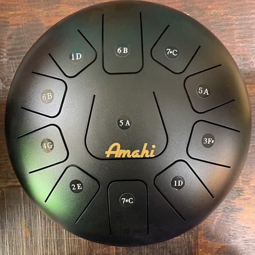 Amahi Steel Tongue Drum 12" Black w/Bag