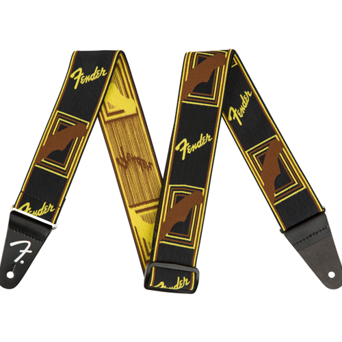 Fender Weighless Monogram Strap Black Yellow Brown