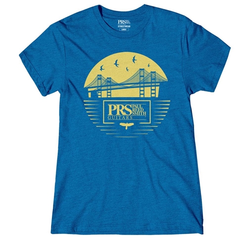 PRS Guitars Bay Bridge Short Sleave Yellow Blue T-Shirt Small
