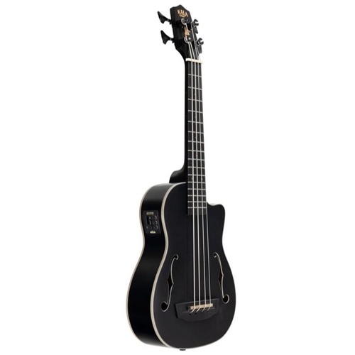 Kala Matte Black Mahogany Journeyman Acoustic-Electric U-Bass Ukulele with Padded Gig Bag