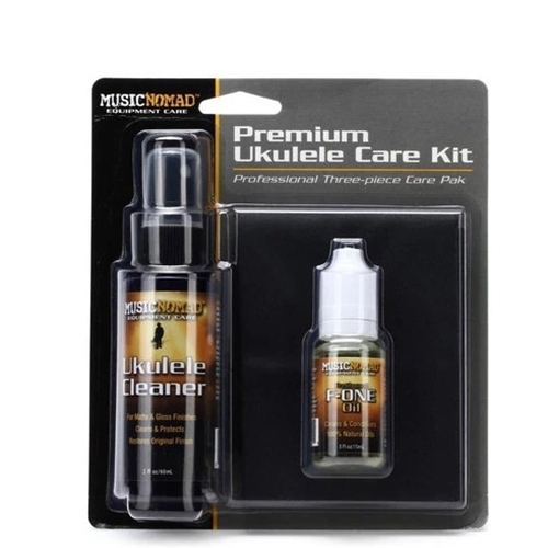 Music Nomad Premium Ukulele Care Kit (3 Pak) - Ukulele Cleaner, F-ONE(1/2 oz.), Cloth