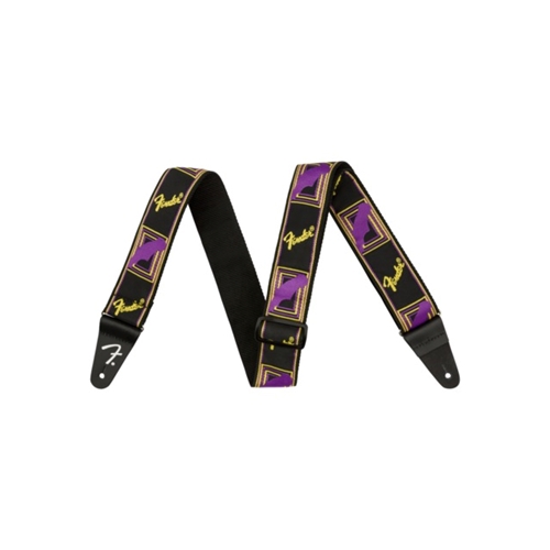 Fender Neon Monogrammed Strap Purple and Yellow 2"
