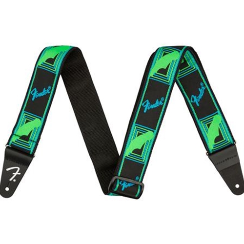 Fender Neon Monogrammed Strap Blue and Green 2"