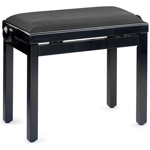 Stagg High Gloss Black Piano Bench with Ribbed Black Velvet Top