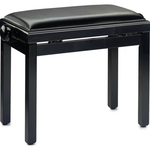 Stagg High Gloss Black Piano Bench with Black Vinyl Top