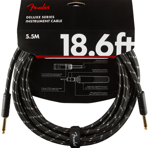Fender Deluxe Series Instrument Cable 18.6' Black Tweed, Straight