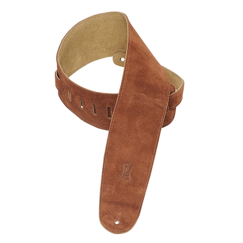 Levy's 3.5" Suede Leather Bass Strap With Suede Backing, Rust
