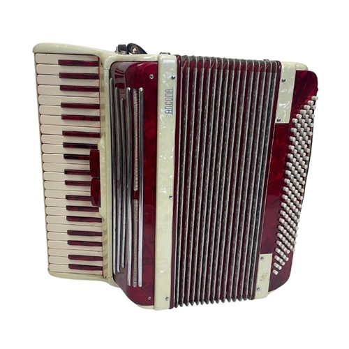 Ancona 120 Bass Red & White,17 " Keyboard, 2/4 Reeds Accordion (Broken Db7 Chord Button)